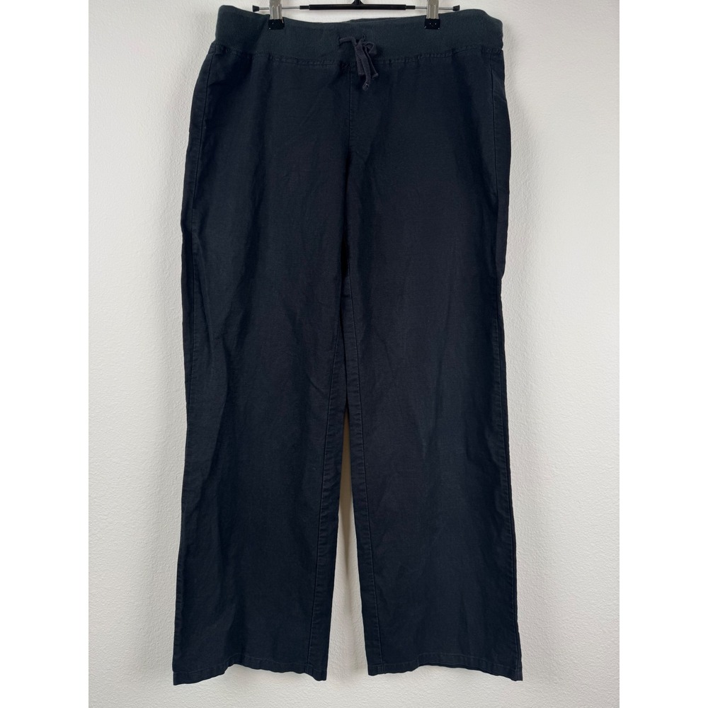 Banana Republic Linen Blend Pants Womens Medium Black Excellent Wide Leg Casual